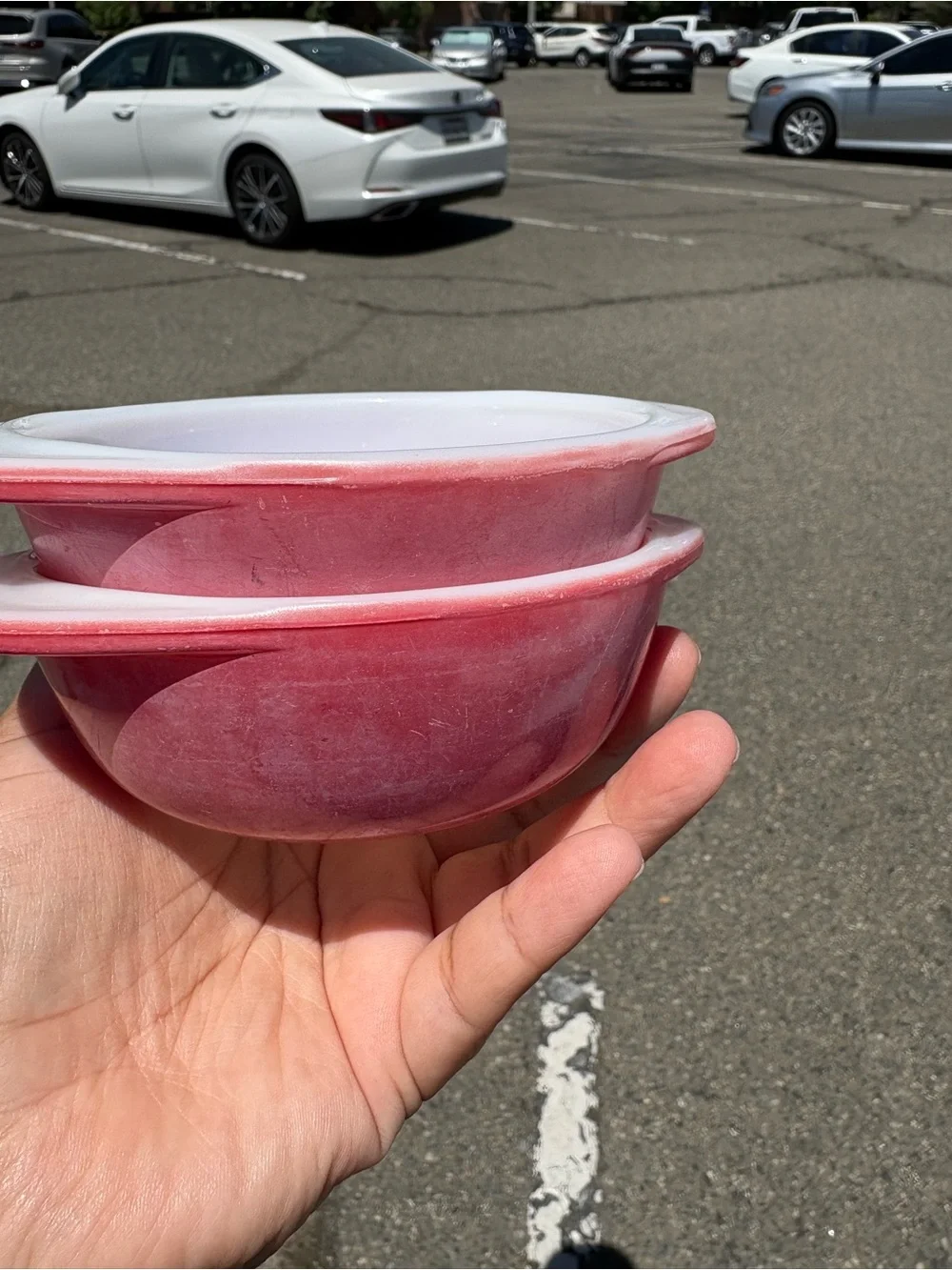 vintage Pyrex Flamingo Pink 8 oz individual casserole dishes set of 2 no lids